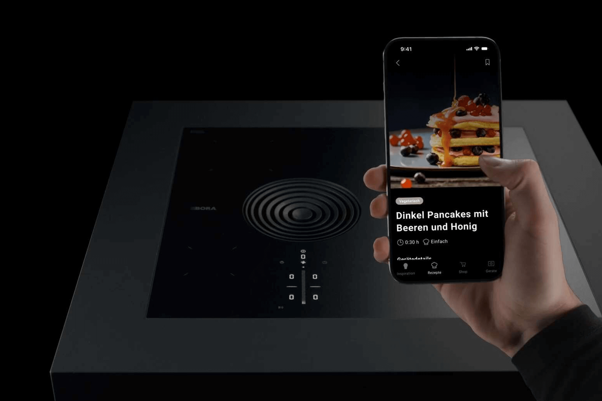 Bora x Pure Kochfeld mit App-Steuerung